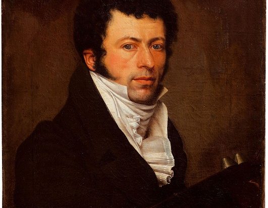 Man sieht ein gemaltes Selbstbildnis des Malers P. J. Lützenkirchen.