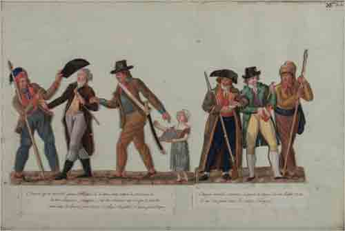 Jean-Baptiste Lesueur: Die Verpflichtung, die blau-weiß-rote 
Kokarde zu tragen, Zeichnung, 1792-1794, 